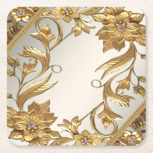 Dessous-de-verre Carré En Papier Dessous de verre de papier Floral Feuille Golden W