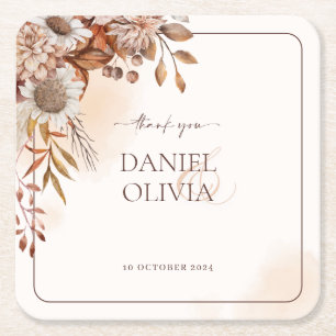 Dessous-de-verre Carré En Papier Dessous de verre de papier Mariage de automne flor