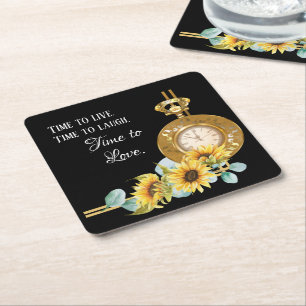 Dessous-de-verre Carré En Papier Dessous de verre de papier Mariage tournesol (noir