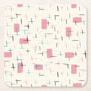 Dessous-de-verre Carré En Papier Dessous de verre de papier Motif rétro atomique ro
