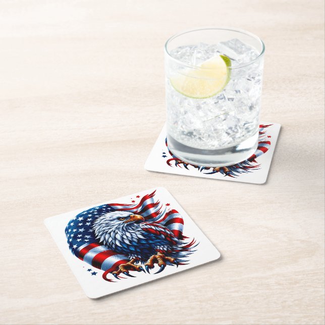 Dessous-de-verre Carré En Papier Dessous de verre de papier patriotique (En situation)
