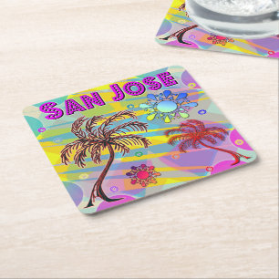 Dessous-de-verre Carré En Papier Dessous de verre de San Jose Happy et Hope