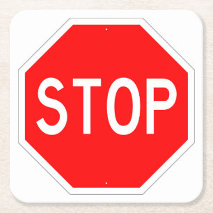 Dessous-de-verre Carré En Papier Dessous de verre de signalisation STOP classique t