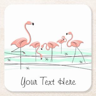 Dessous-de-verre Carré En Papier dessous de verre de texte Flamant rose Ocean Group