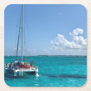 Dessous-de-verre Carré En Papier Dessous de verre des Caraïbes de bateau de mer des