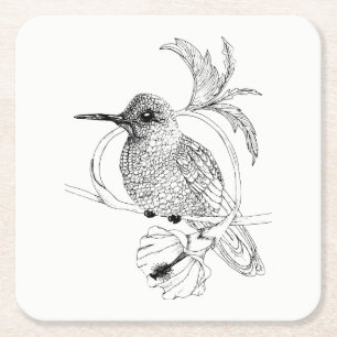 Dessous-de-verre Carré En Papier Dessous de verre d'illustration des oiseaux de Col
