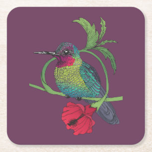 Dessous-de-verre Carré En Papier Dessous de verre d'illustration d'oiseau de