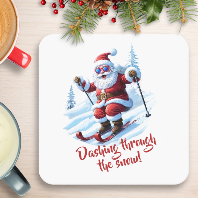 Dessous-de-verre Carré En Papier Dessous de verre drôle rétro Noël Père Noël (Créateur téléchargé)