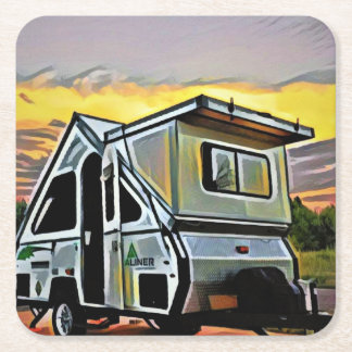 Dessous-de-verre Carré En Papier dessous de verre du coucher de soleil d'Aliner