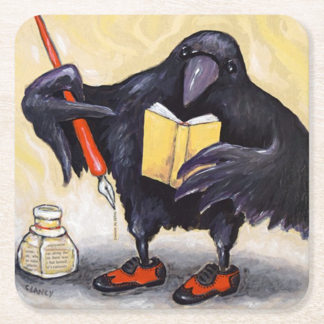 Dessous-de-verre Carré En Papier Dessous de verre Edgar Allan Crow (Devant)