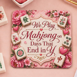 Dessous-de-verre Carré En Papier Dessous de verre élégant en Mahjong Fleurs roses c