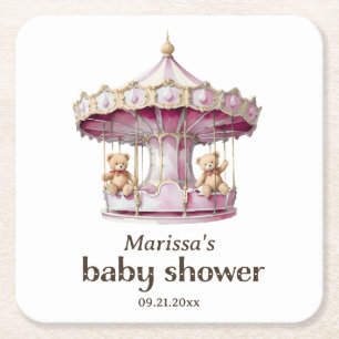 Dessous-de-verre Carré En Papier Dessous de verre en papier Baby shower Teddy Bear