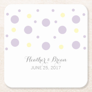 Dessous-de-verre Carré En Papier Dessous de verre en papier Confetti jaune violet