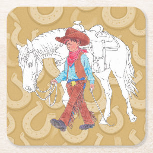 Dessous-de-verre Carré En Papier Dessous de verre en papier Cowboy