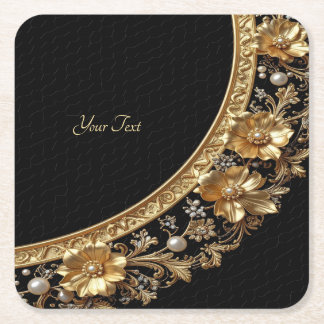 Dessous-de-verre Carré En Papier Dessous de verre en papier Fleurs Ornementales Dor