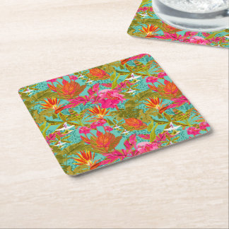 Dessous-de-verre Carré En Papier Dessous de verre en papier floral tropical de serr