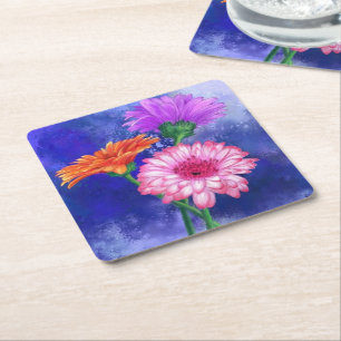 Dessous-de-verre Carré En Papier Dessous de verre en papier Gerbera Daisies