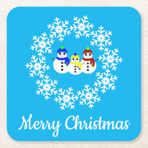 Dessous-de-verre Carré En Papier Dessous de verre en papier Noël Snowmen