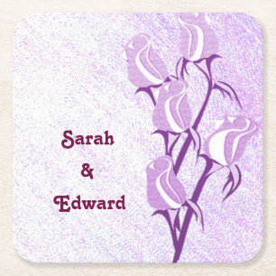 Dessous-de-verre Carré En Papier Dessous de verre en papier personnalisé violet Ros