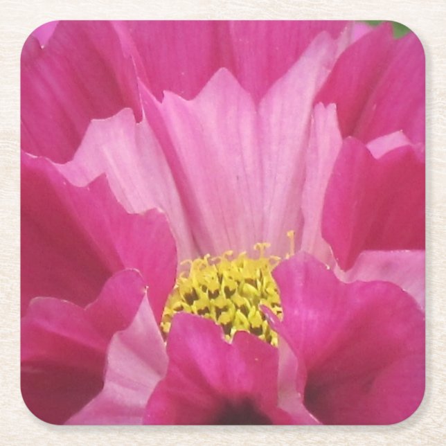 Dessous-de-verre Carré En Papier Dessous de Verre Fête Fleur aux Teintes de Rose (Devant)