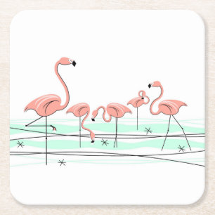 Dessous-de-verre Carré En Papier dessous de verre Flamant rose Ocean Group