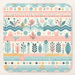 Dessous-de-verre Carré En Papier Dessous de verre floraux Pastel