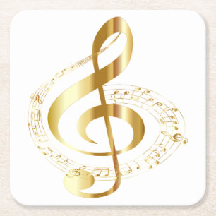 Dessous-de-verre Carré En Papier Dessous de verre Golden Treble Clef