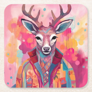 Dessous-de-verre Carré En Papier Dessous de verre Hipster Deer