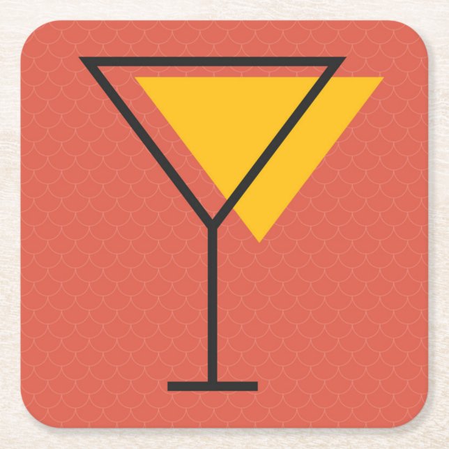 Dessous-de-verre Carré En Papier Dessous de verre lumineux Martini de boissons (Devant)