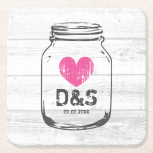 Dessous-de-verre Carré En Papier Dessous de verre mariages rustiques en bois de gra