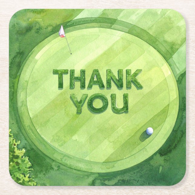 Dessous-de-verre Carré En Papier Dessous de verre Merci pour le golf | Terrain de g (Devant)