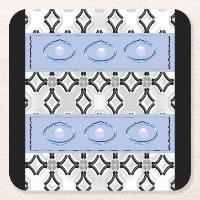 Dessous-de-verre Carré En Papier Dessous de verre noir bleu (Devant)