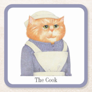 Dessous-de-verre Carré En Papier DESSOUS DE VERRE papier Carré CAT COOK + texte