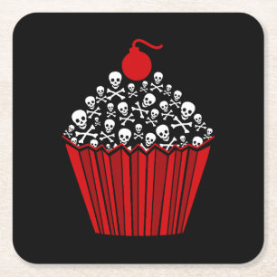 Dessous-de-verre Carré En Papier Dessous de verre papier Carré Cupcake crâne