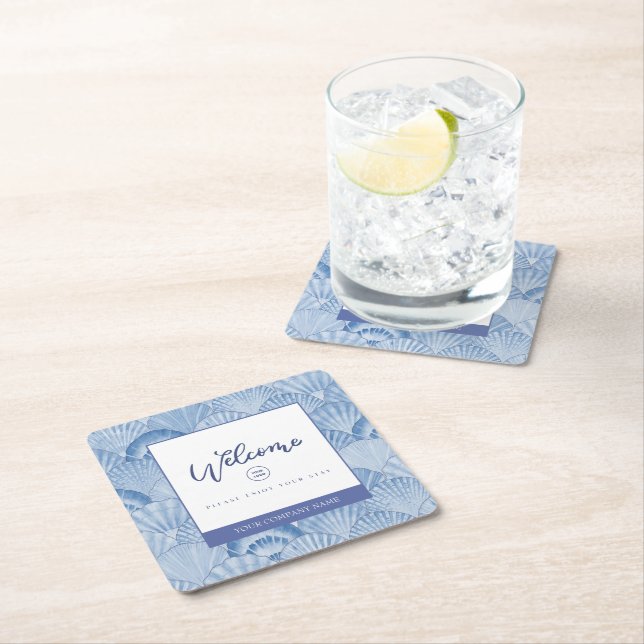 Dessous-de-verre Carré En Papier Dessous de verre papier Carré de coquillage bleu d (En situation)