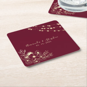 Dessous-de-verre Carré En Papier Dessous de verre papier Carré Mariage Bourgogne