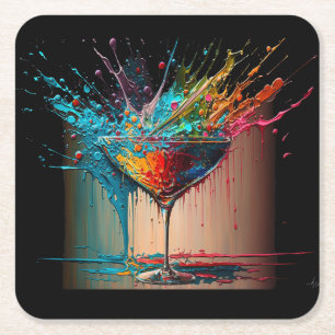 Dessous-de-verre Carré En Papier Dessous de verre PAPIER CARRÉ PEINTURE Cocktail