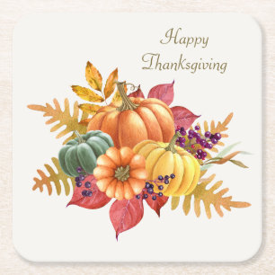 Dessous-de-verre Carré En Papier Dessous de verre papier Citrouille de Thanksgiving