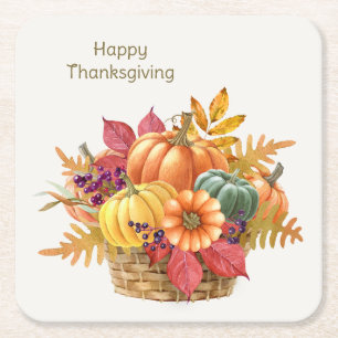 Dessous-de-verre Carré En Papier Dessous de verre papier Citrouille Thanksgiving