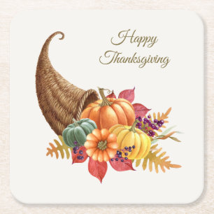 Dessous-de-verre Carré En Papier Dessous de verre Papier Cornucopia Thanksgiving