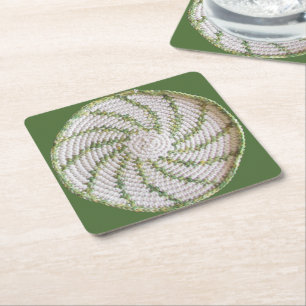 Dessous-de-verre Carré En Papier Dessous de verre papier - Crochet spiral vert