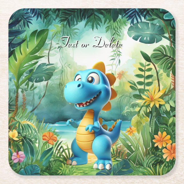 Dessous-de-verre Carré En Papier Dessous de verre Papier Dinosaur Cute (Devant)