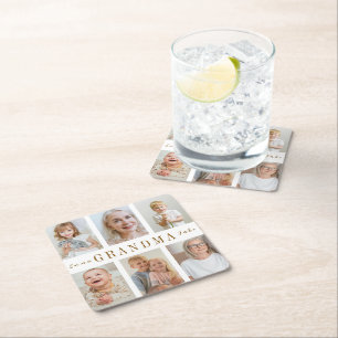 Dessous-de-verre Carré En Papier Dessous de verre Papier Grandma personnalisé Pho