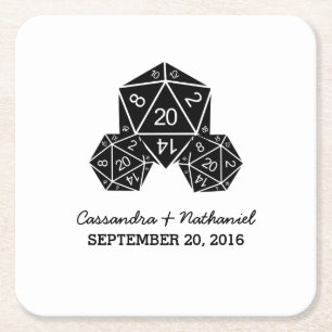 Dessous-de-verre Carré En Papier Dessous de verre papier Mariage Ebony D20 Dice