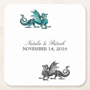 Dessous-de-verre Carré En Papier Dessous de verre papier Mariage turquoise Silver D