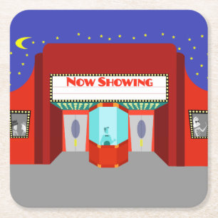Dessous-de-verre Carré En Papier Dessous de verre papier Retro Movie Theater