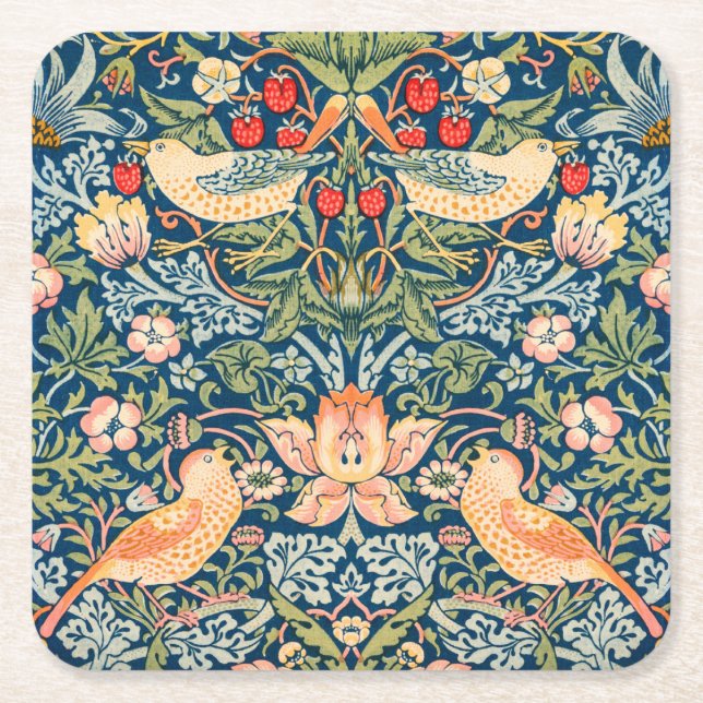 DESSOUS-DE-VERRE CARRÉ EN PAPIER DESSOUS DE VERRE PAPIER : WILLIAM MORRIS, STRAWBER (Devant)