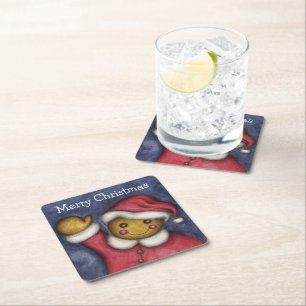 Dessous-de-verre Carré En Papier Dessous de verre Père Noël en pain d'épices