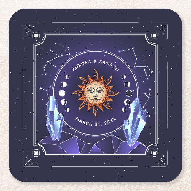 Dessous-de-verre Carré En Papier Dessous de verre personnalisé Mystic Sun (Devant)