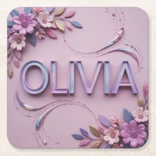 Dessous-de-verre Carré En Papier Dessous de verre rose Olivia Fleurs roses